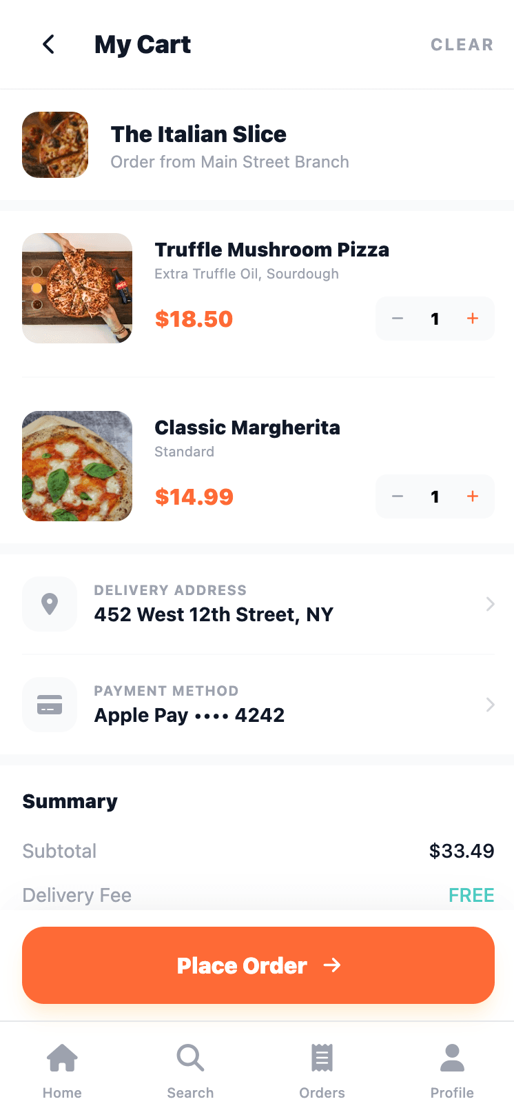 Shopping cart screen